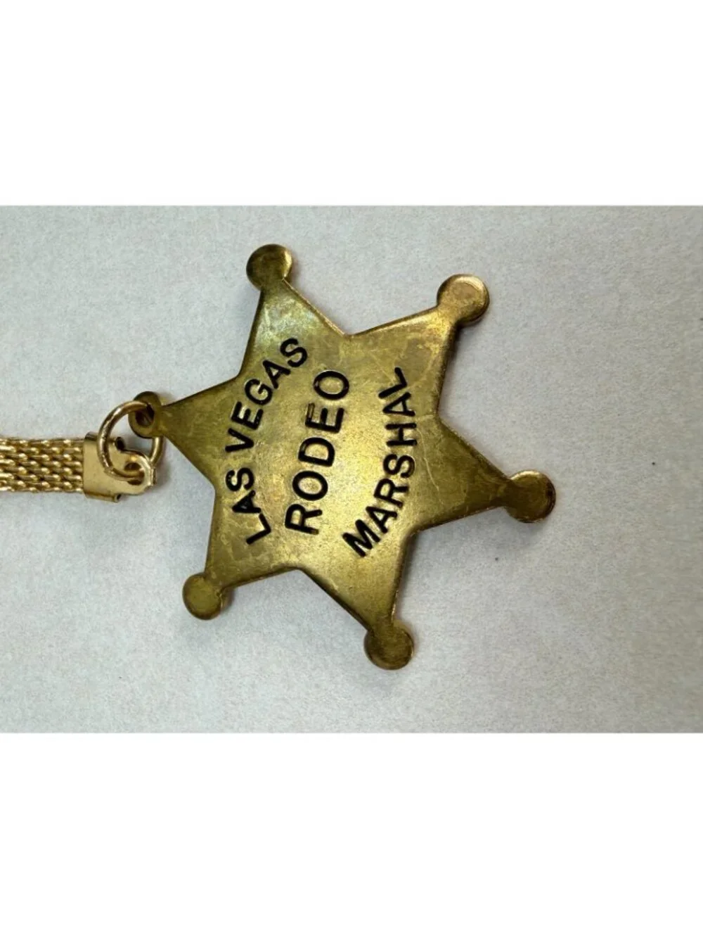 Vintage Las Vegas Rodeo Marshal Sheriff Star Brass Keychain Souvenir Collectible